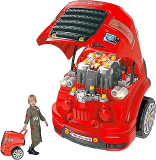 Qaba Kids Truck Engine Toys with Light Sounds for 3 4 5 Years Red