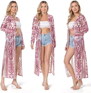 Women's Glitter Sequin Cardigan Long Sleeve Sparkle Duster Evening Party Cover Up Open Front Coat