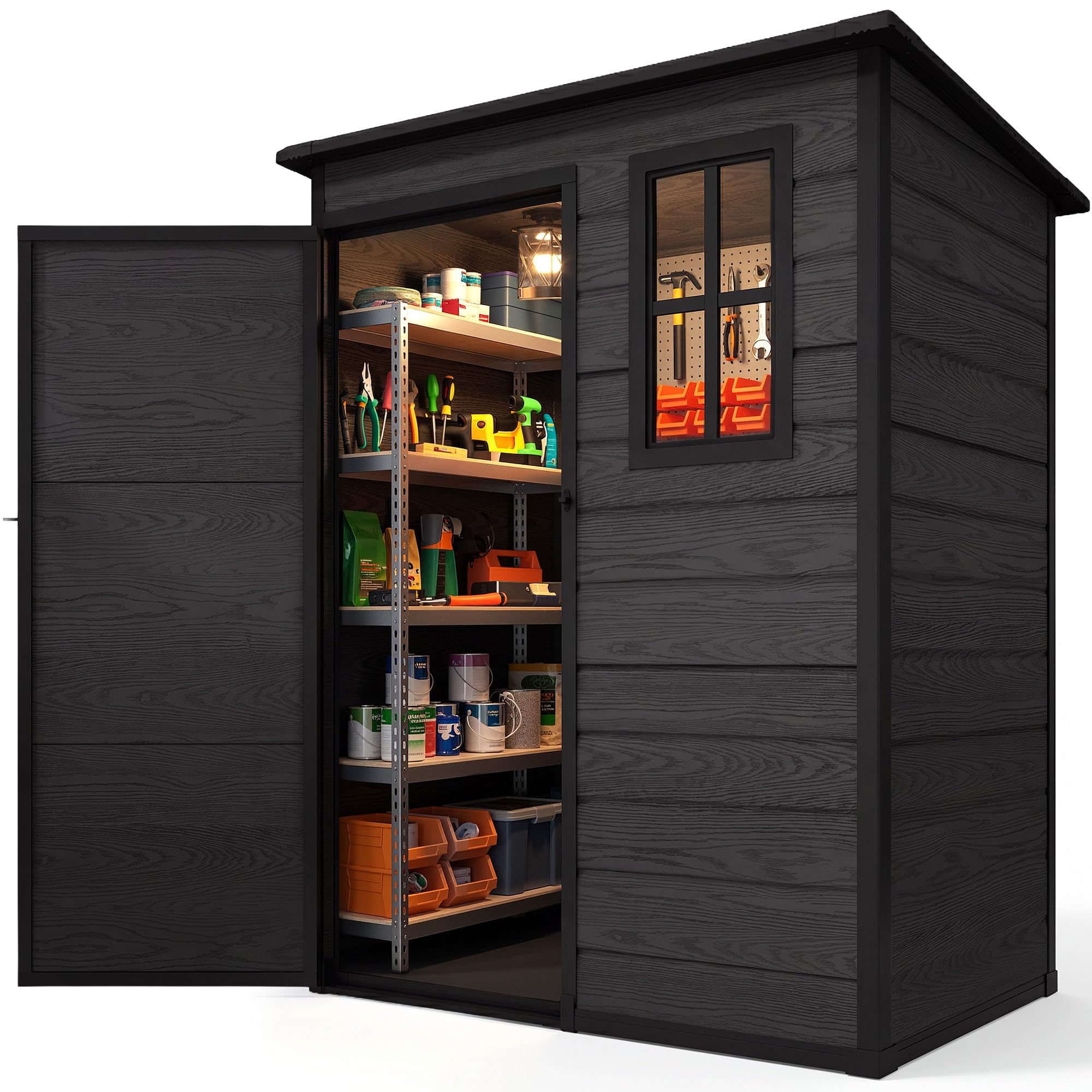 DWVO 5x3 FT Outdoor Storage Shed with Reinforced Floor & Window | All-Weather Re