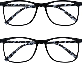 OPULIZE Arc 2 Pack Large Reading Glasses Black Brown Blue Purple Model Men Women Spring Hinges RR66