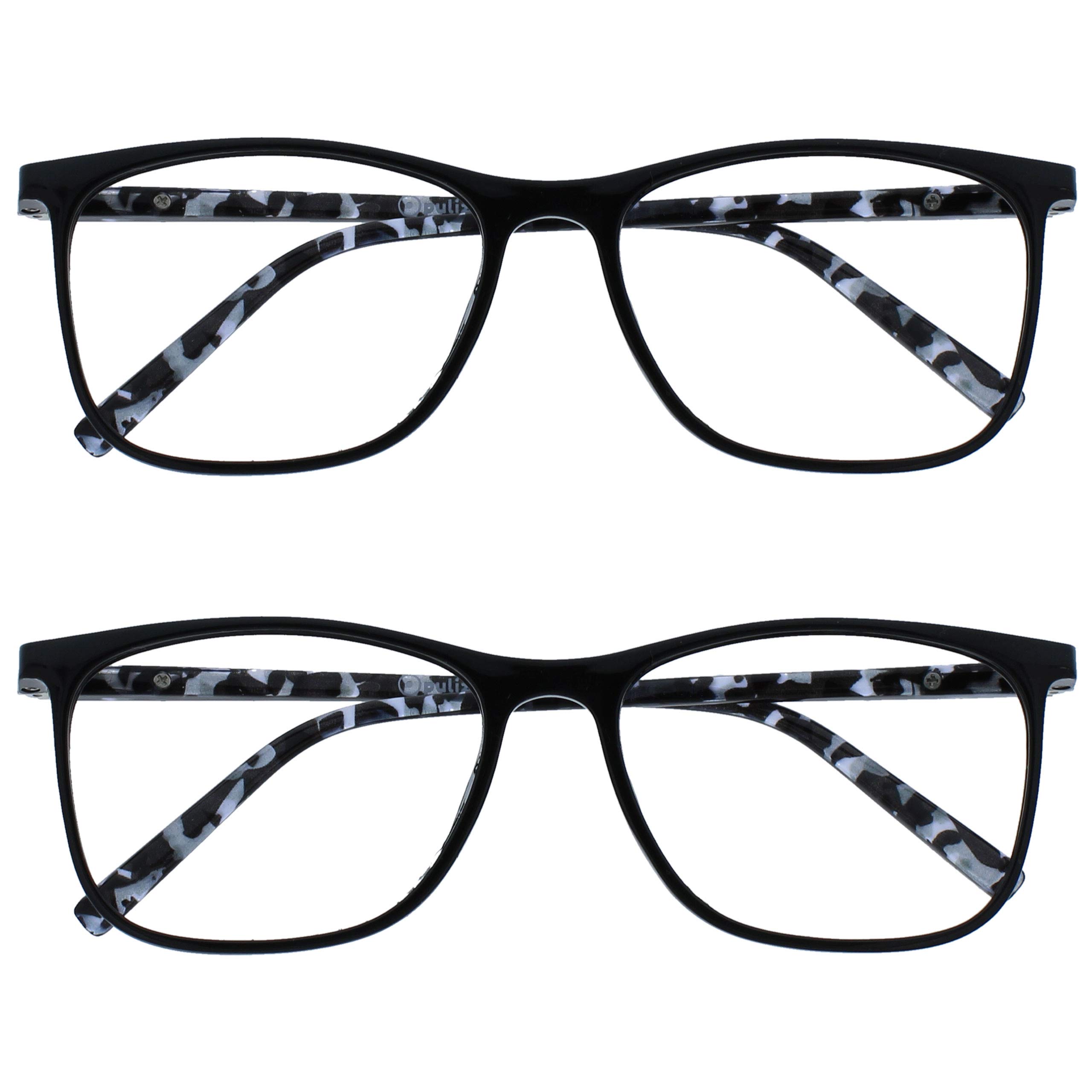 OPULIZE Arc 2 Pack Large Reading Glasses Black Brown Blue Purple Model Men Women