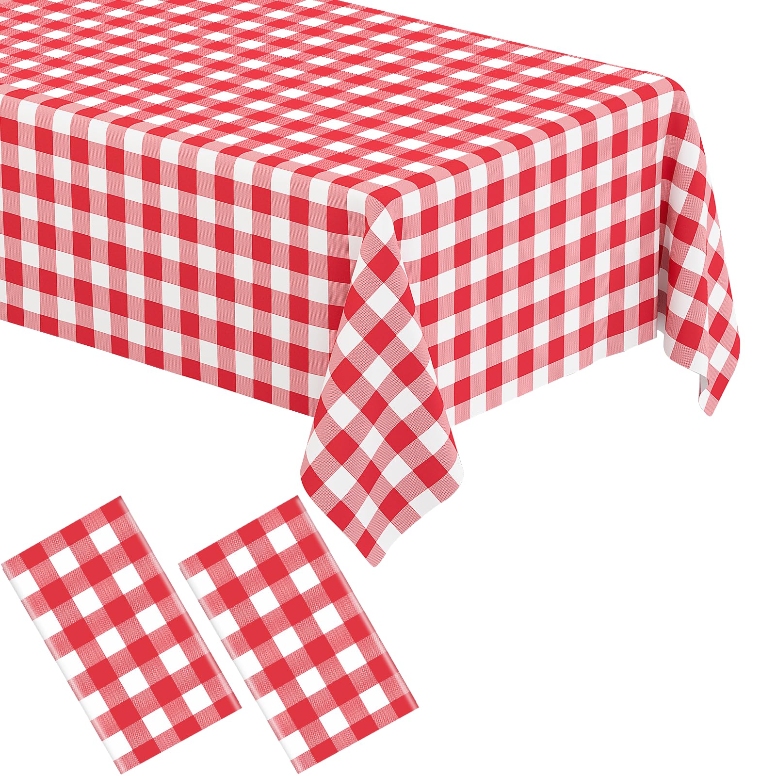 WNINK 2 Pack Red Gingham Tablecloth Rectangular Red and White Checkered Tableclo