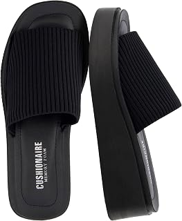 CUSHIONAIRE Pim Women's Sandal with Knitted Platform and Memory Foam
