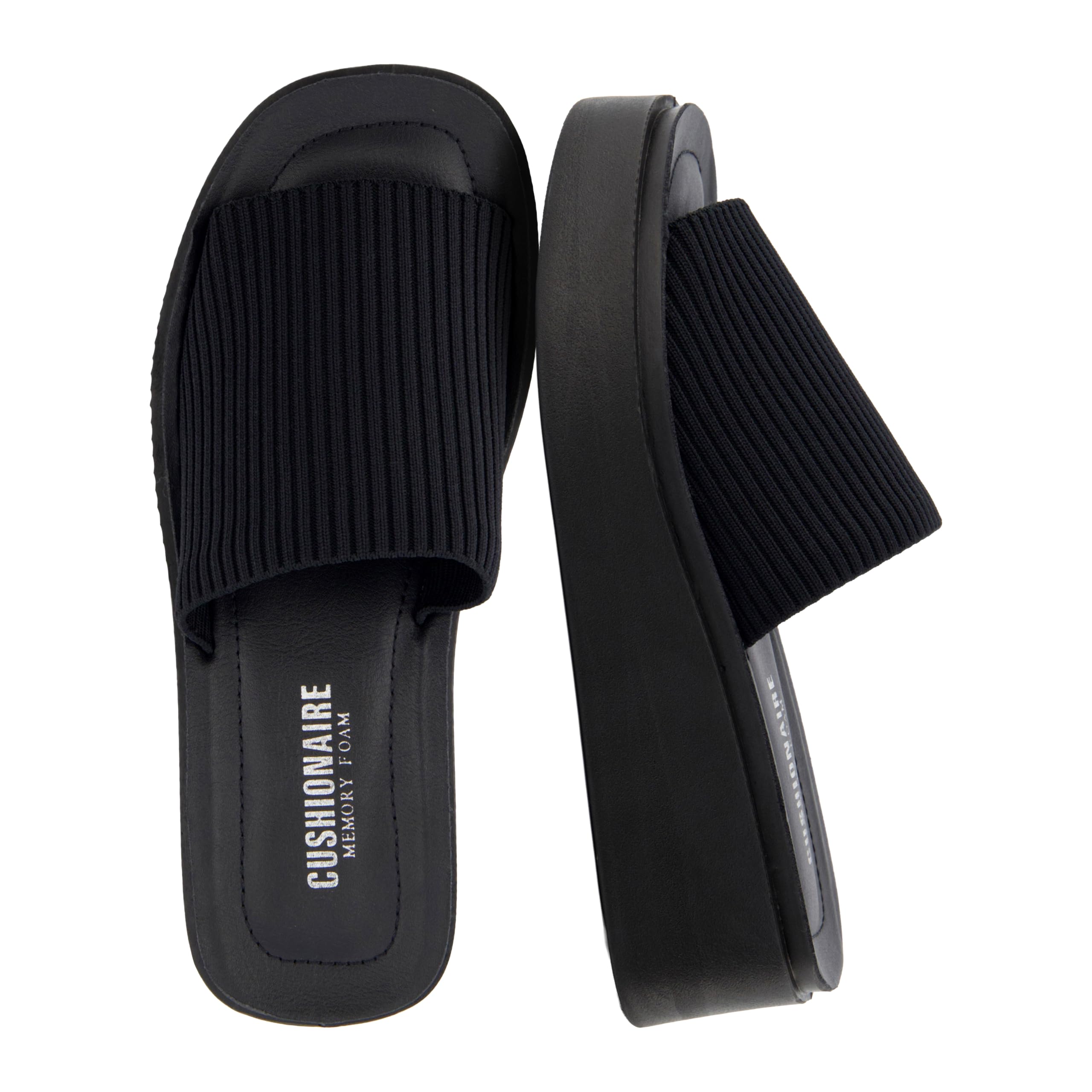CUSHIONAIRE Pim Women's Sandal with Knitted Platform and Memory Foam