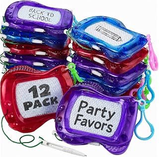 Mini Magnetic Drawing Boards (12-Pack) Party Favor Drawing Tablets for Kids | Reusable Magnetic Sketch Pads with Keychain Clips for Travel, Restaurants, Party Favors, Classroom Rewards & Quiet Play