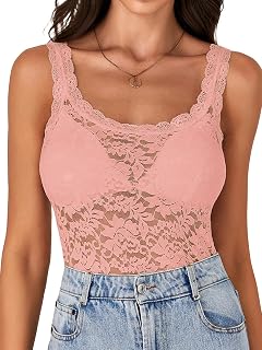 LYANER Women's Floral Lace Sexy Tank Tops