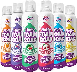 Tub Works® Fluffy Foam Soap, Variety 6 Pack | Shape, Mold &amp; Create Bath Art with Soft Bath Foam for Kids | Gentle, Cleansing Kids Bath Soap | Easy-to-Use Spray Nozzles | Fruity, Fun Bath Colors