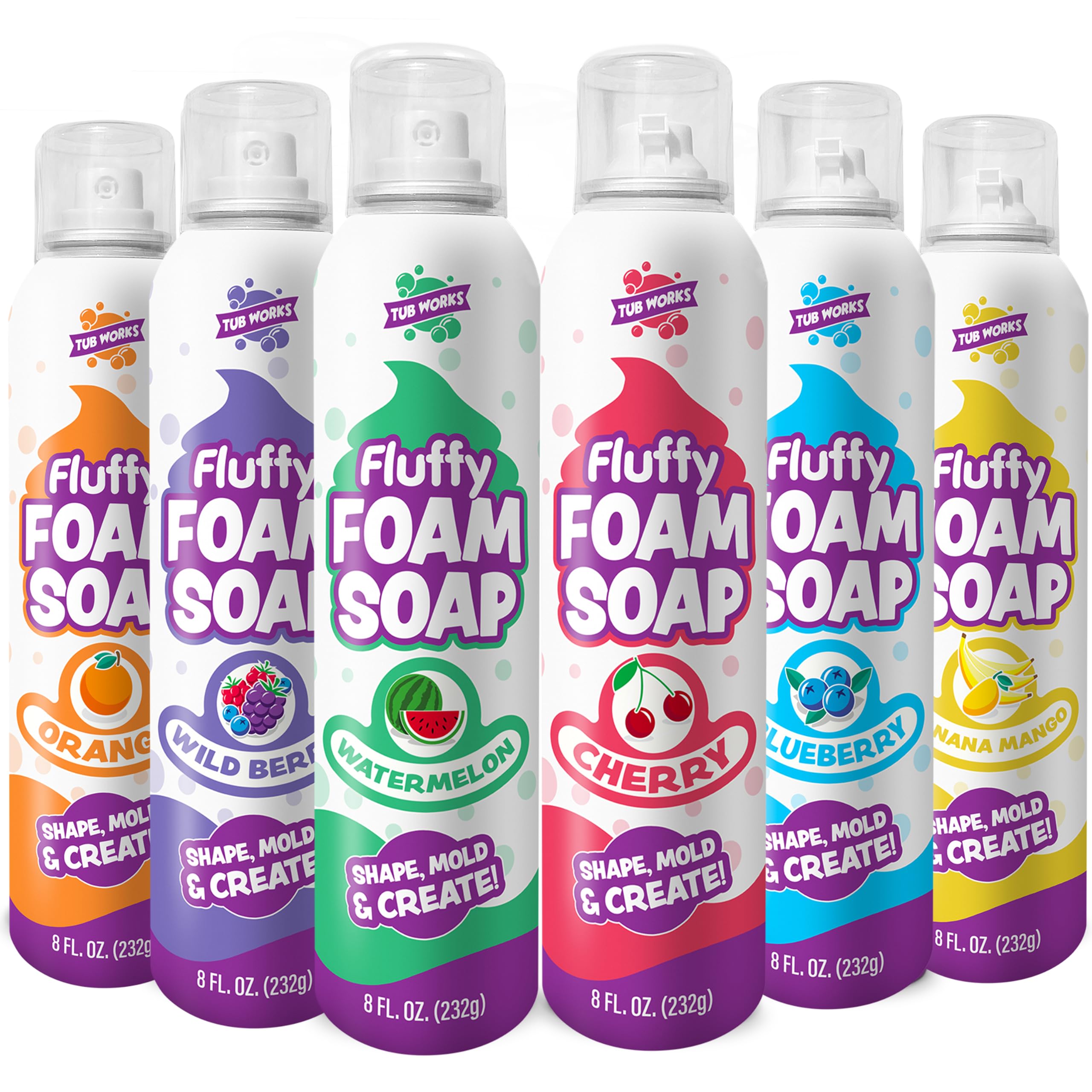 Tub Works® Fluffy Foam Soap, Variety 6 Pack | Shape, Mold &amp; Create Bath Art 