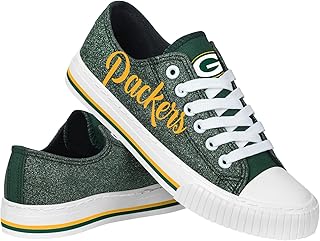 FOCO Womens NFL Team Logo Ladies Fashion Color Glitter Low Top Canvas Sneakers Shoes