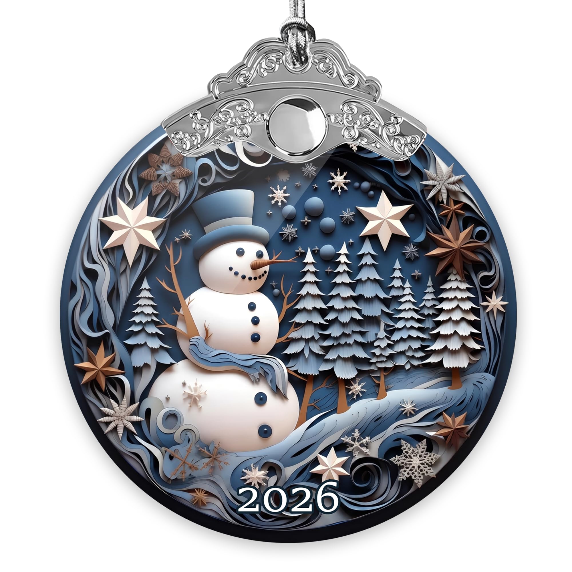 Snowman Ornaments for Christmas Tree 2026, Elegant 2026 Dated Christmas Ornament