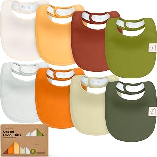 KeaBabies 8-Pack Organic Baby Bibs for Drooling and Teething (Sahara)