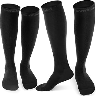 CAMBIVO 2 Pairs Compression Socks for Men and Women, 20-30 mmHg | Graduated Compression Stocking, During Long Shifts, Swelling, Nurse, Flights and Daily Wear