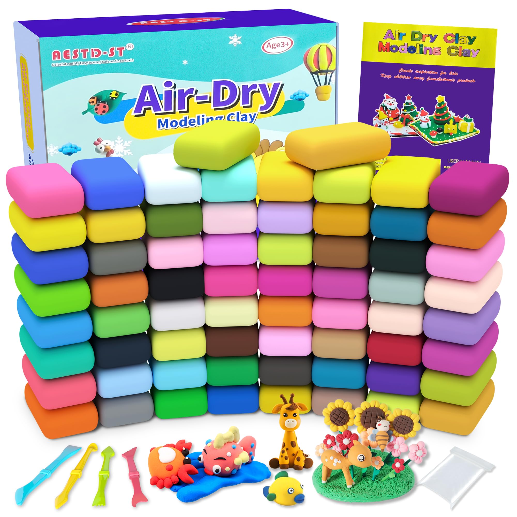 Aestd-ST Air Dry Clay 66 Colors, Modeling Clay for Kids, DIY Magic Clay | Moldin