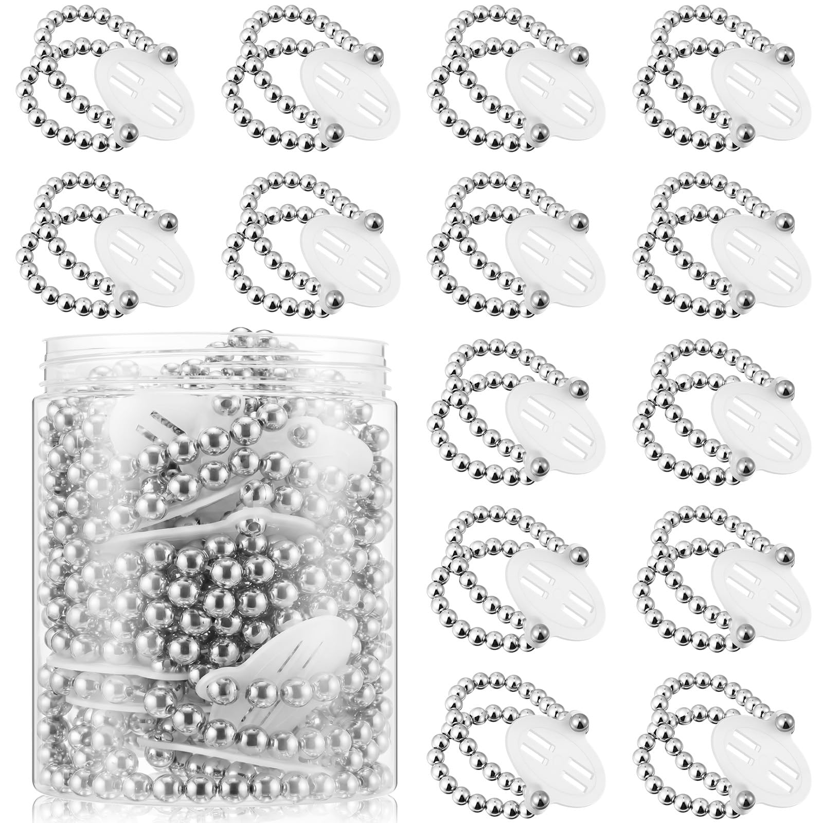 Hicarer 16 Corsage Wristlet Bracelet Prom Elastic Pearl Bands, Silver