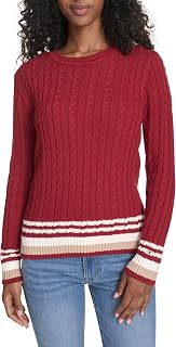 Tommy Hilfiger Womens Cotton Crewneck Cable SweaterPullover Sweater