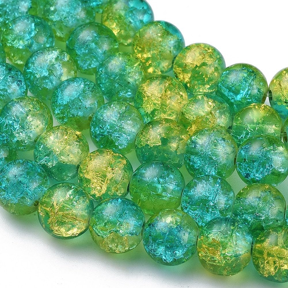 100pcs 8mm Crackle Glass Beads Round Beads for DIY Craft Earrings Necklace Brace