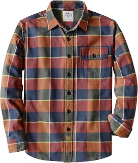 Dubinik® 6 oz Flannel Shirt for Men Long Sleeve Button Down Cotton Plaid