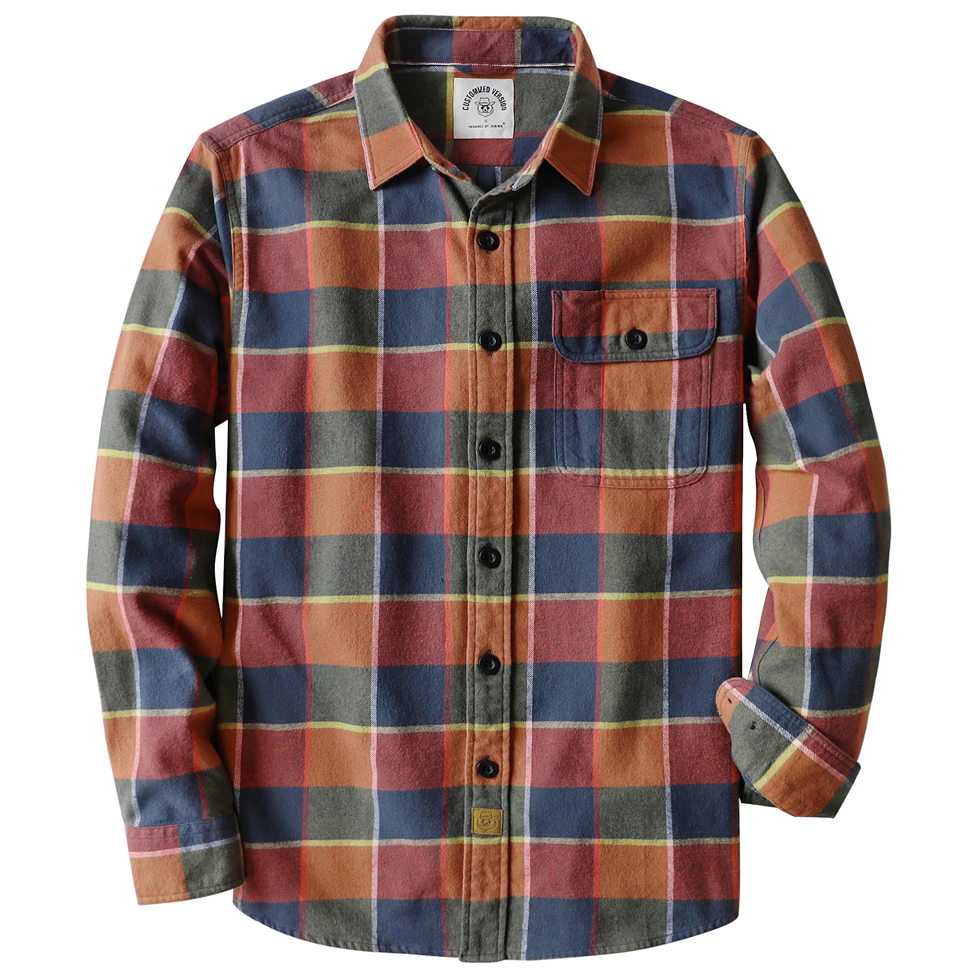 Dubinik® 6 oz Flannel Shirt for Men Long Sleeve Button Down Cotton Plaid