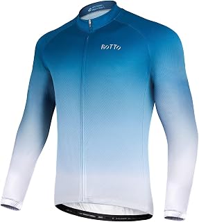 ROTTO Cycling Jersey Mens Bike Shirt Long Sleeve Gradient Color Series