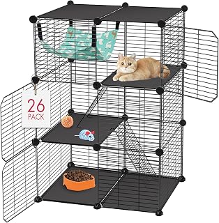 VISCOO Cat Cage(for Kitten), 3-Tier DIY Catio Cat Enclosures, 24"x16"x 36" | Cat Playpen Indoor & Outdoor with Hammock, Detachable Metal Wire Cats Crate, Exercise Place for Squirrel, Ferret