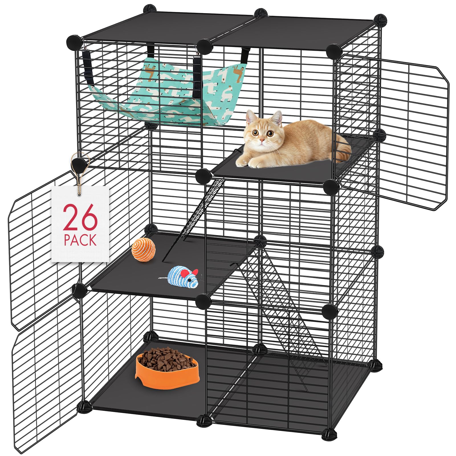 VISCOO Cat Cage(for Kitten), 3-Tier DIY Catio Cat Enclosures, 24"x16"x 36" | Cat