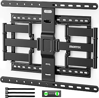 monTEK 1.1-Inch Ultra Slim Full Motion TV Wall Mount for 43-90 Inch TVs | Low-Profile Mount Holds 132 lb at Full 16.5 in Extension; ±60° Swivel, Preassembled, Max VESA 600x400 mm, 16/18 in Wood Studs