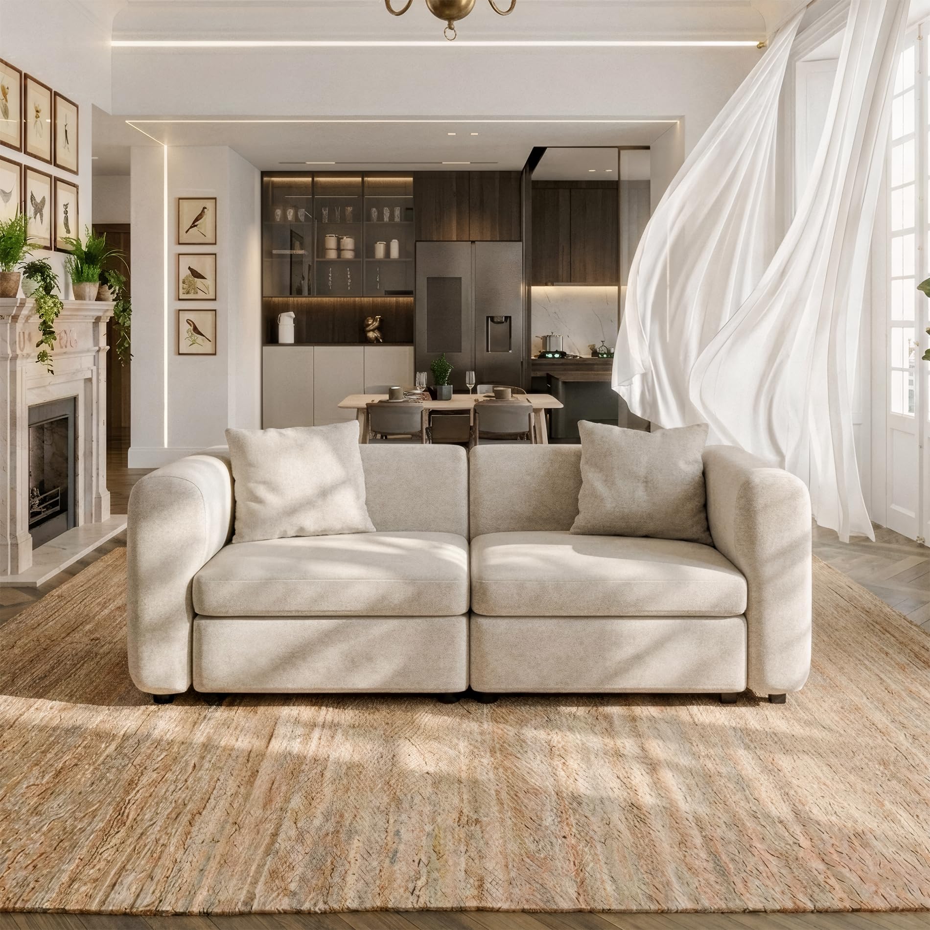 Miuuod Love Seater Extra Large Sectional Sofa with 2 Seats, Convertible Leisure 
