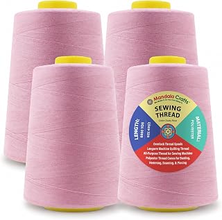 Mandala Crafts 40S/2 Dusty Rose Polyester 4 Pack of Serger Threads Cones | 24000 YDs Spools, for Sergers, Overlock, Quilting, Sewing Machine, Piecing, Hand Embroidery, Garment Sewing