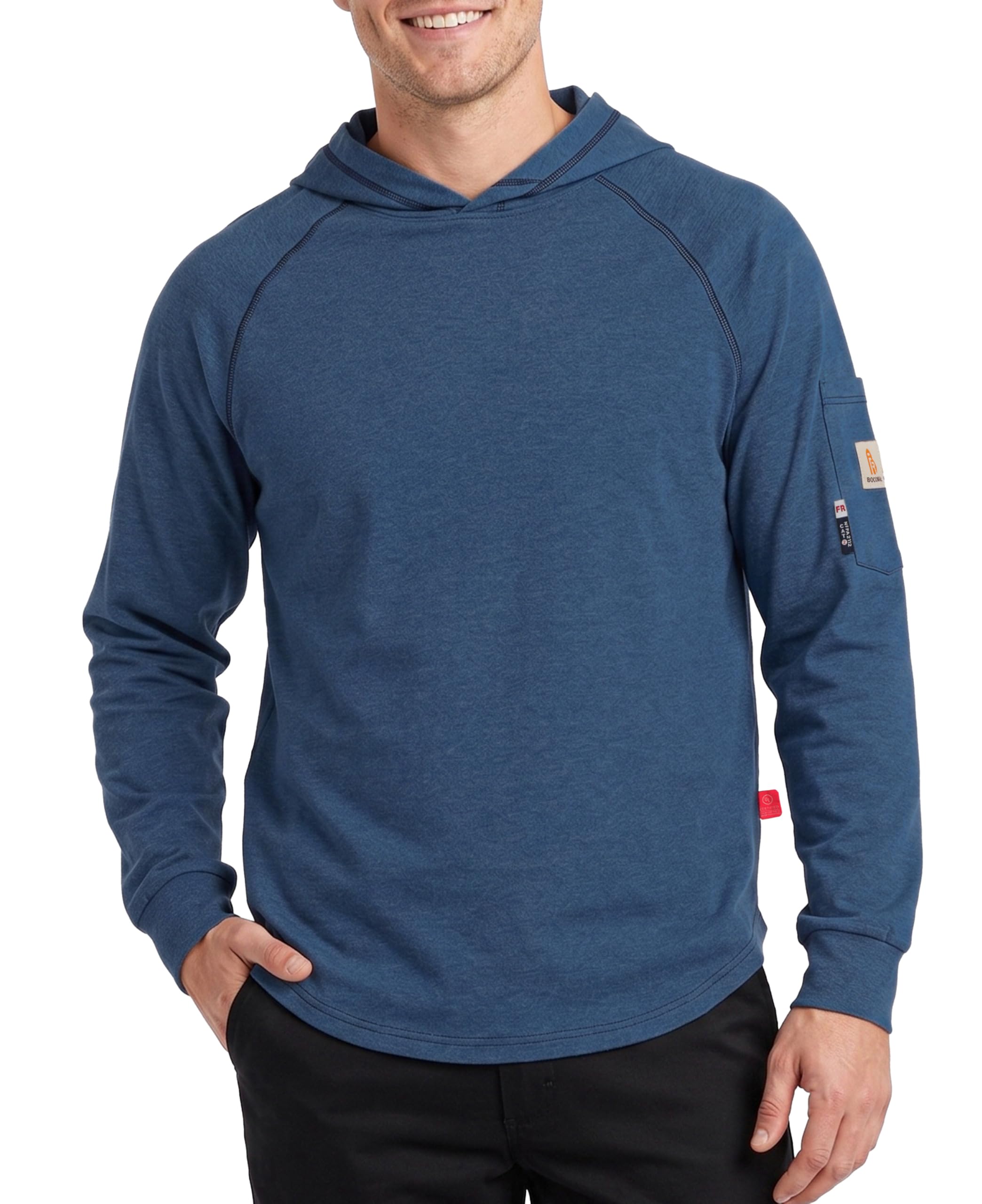BOCOMAL FR Hooded T Shirts 6oz Midweight Flame Resistant Arc Rated CAT2