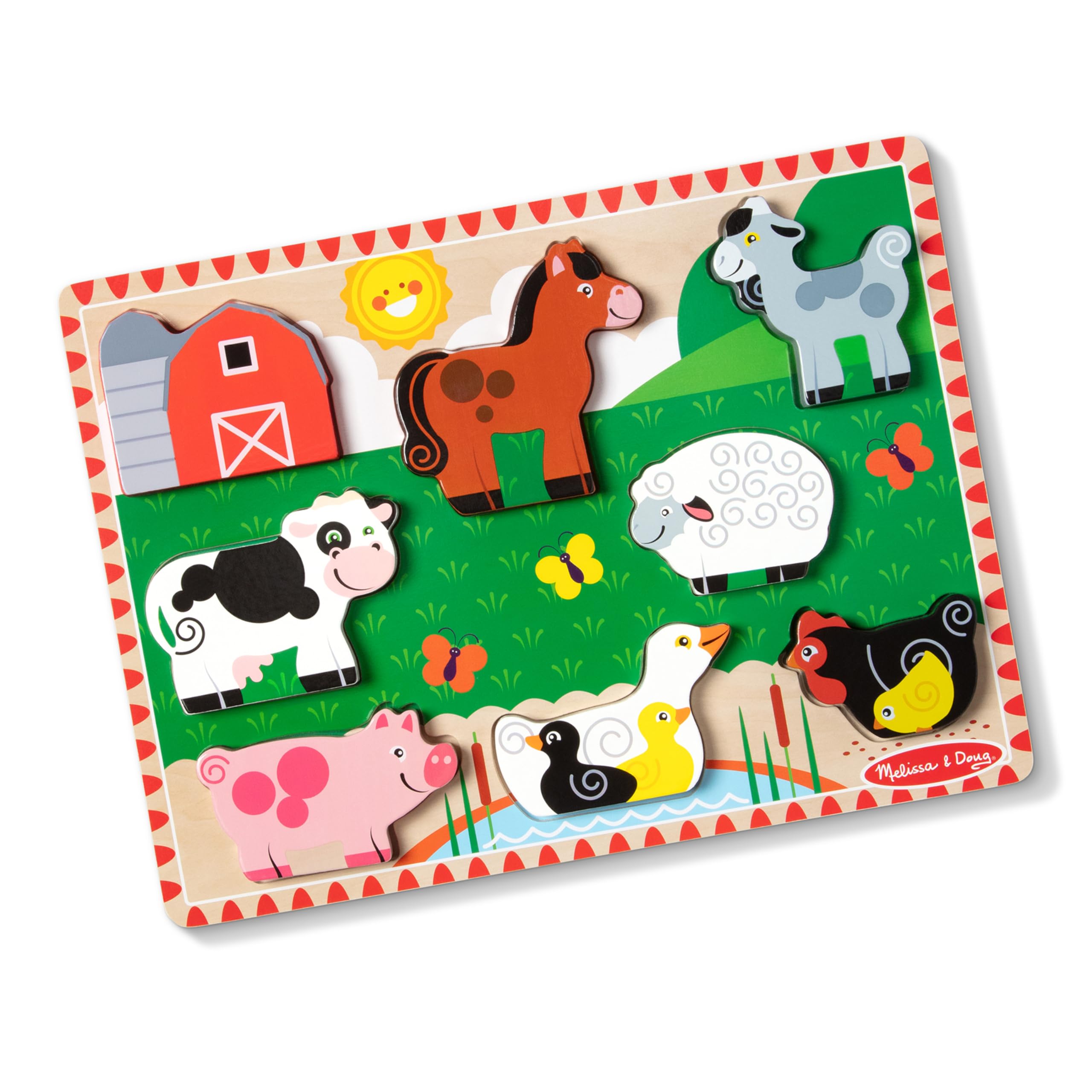 Melissa & Doug Farm Animals Wooden Chunky Puzzle 8-Piece Set | 8 Chunky Wooden P