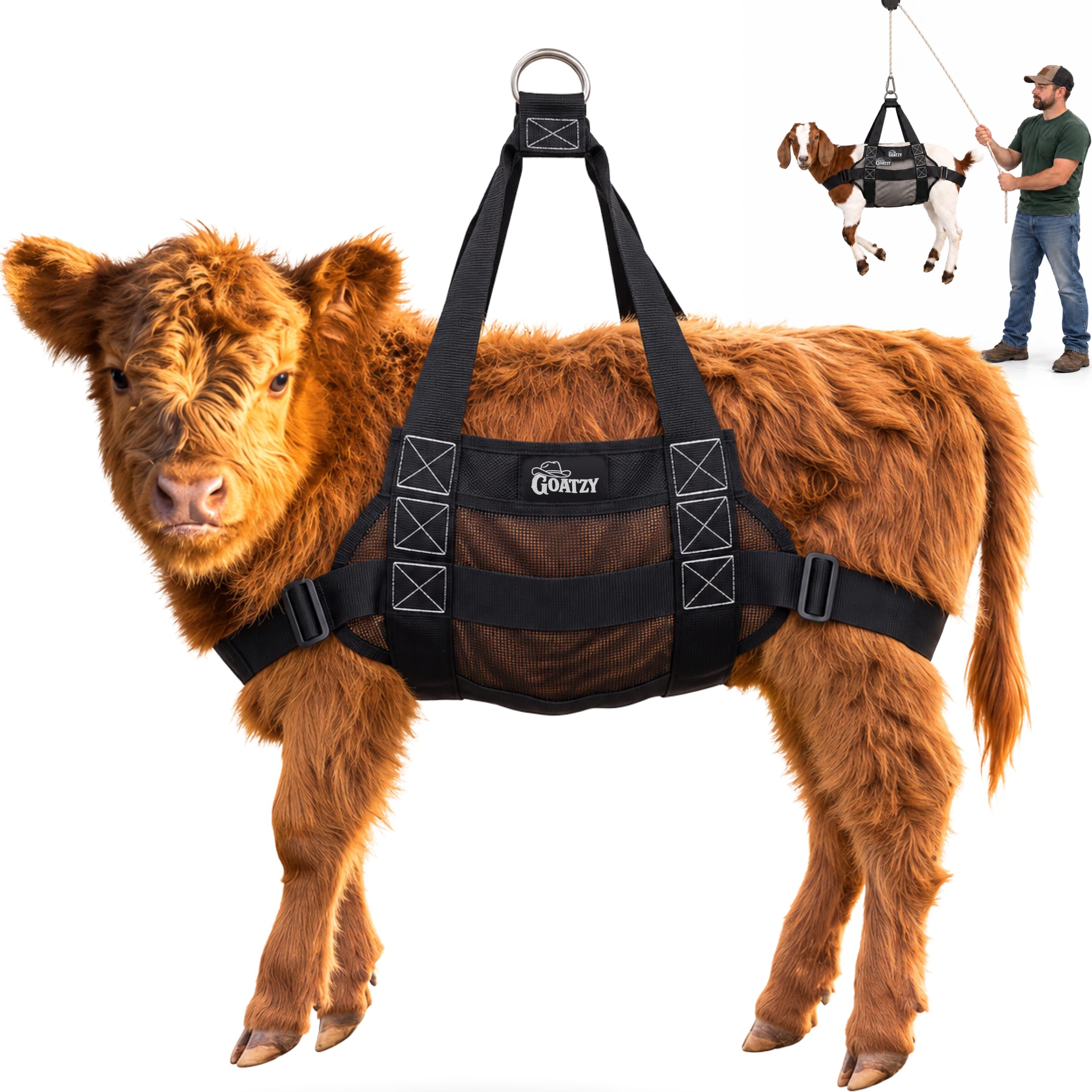 Goatzy Calf Sling for Weighing and Carrying Newborn Calves, Holds up to 500 lbs,