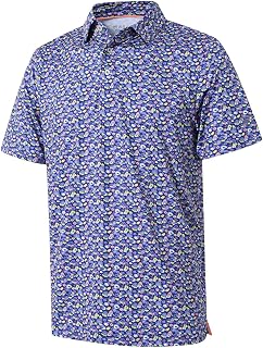 M MAELREG Golf Shirts for Men Dry Fit Short Sleeve Print Performance Moisture Wicking Polo Shirt