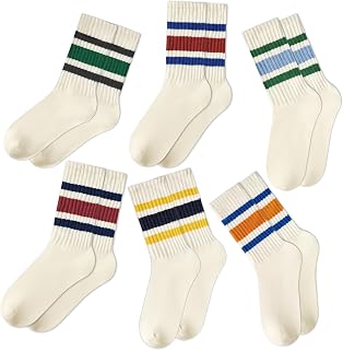 American Trends Ladies Retro Striped Socks Ladies Soft Athletic Calves Tube Socks