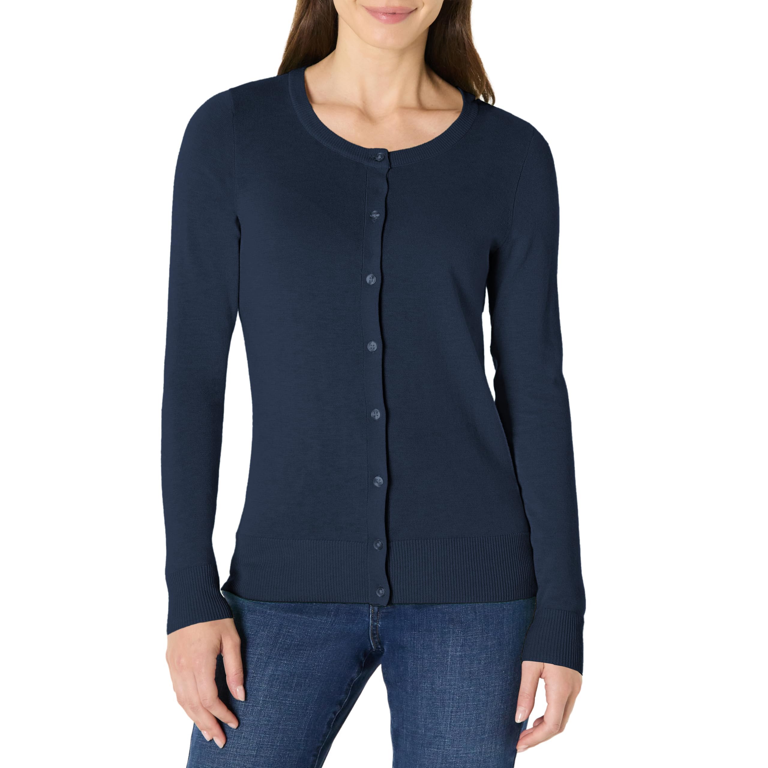 Amazon Essentials Women's Lightweight Crewneck Cardigan Sweater