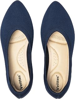 Veittes Womens Wide Leg Flats - Comfortable Soft Breathable Knit Ballet Flats