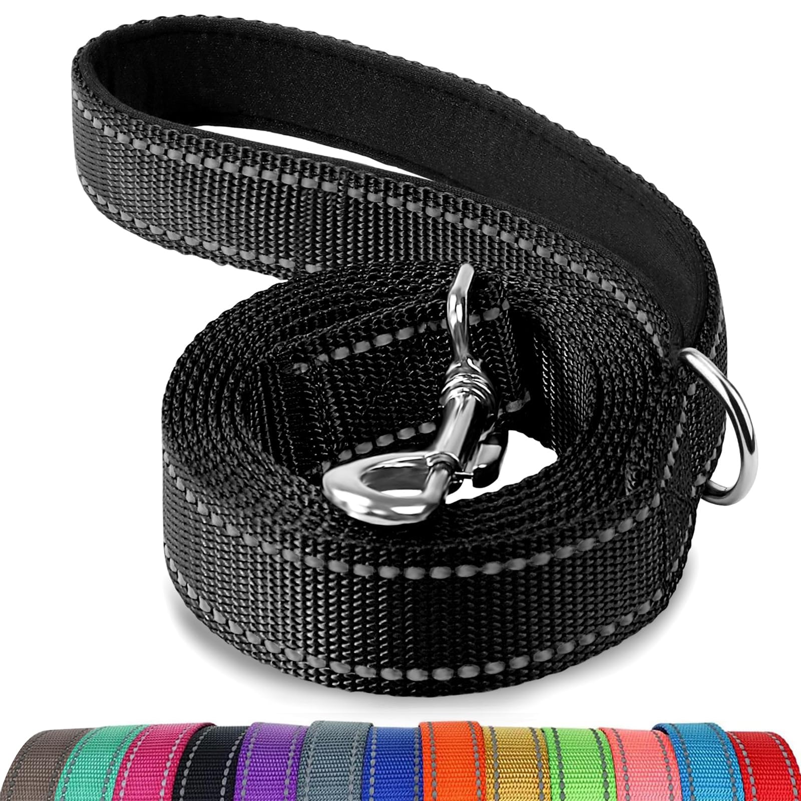Joytale Reflective Dog Leash for Medium & Large Dogs, 6 FT x 1", Black | Heavy D