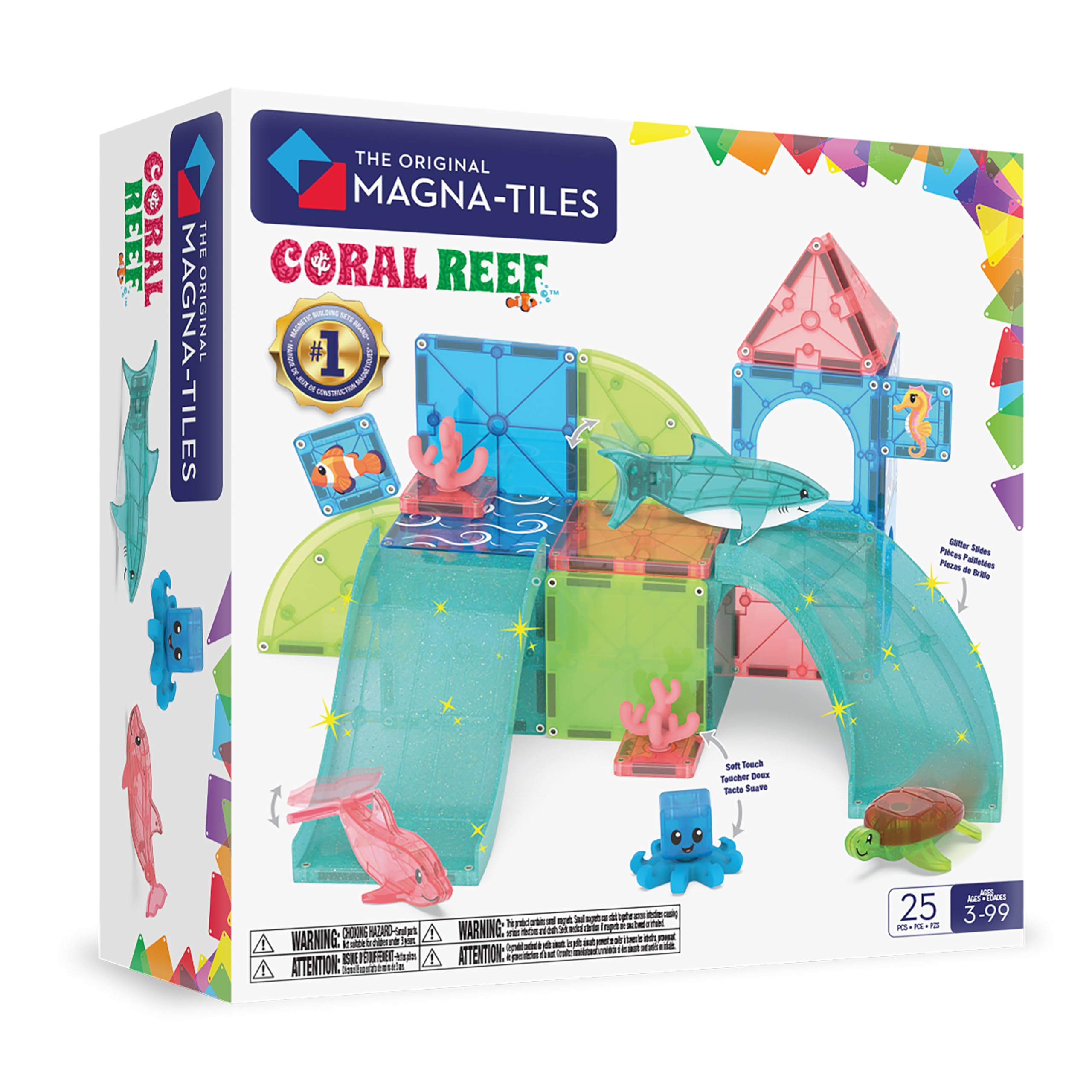MAGNA-TILES Coral Reef 25-Piece Magnetic Construction Set, The Original Magnetic