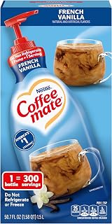 Nestle Coffee mate French Vanilla Non-Dairy Creamer Pump Bottle, 50.7 oz | Concentrated liquid creamer, no refrigeration needed, ideal for offices, breakrooms and self-serve coffee stations