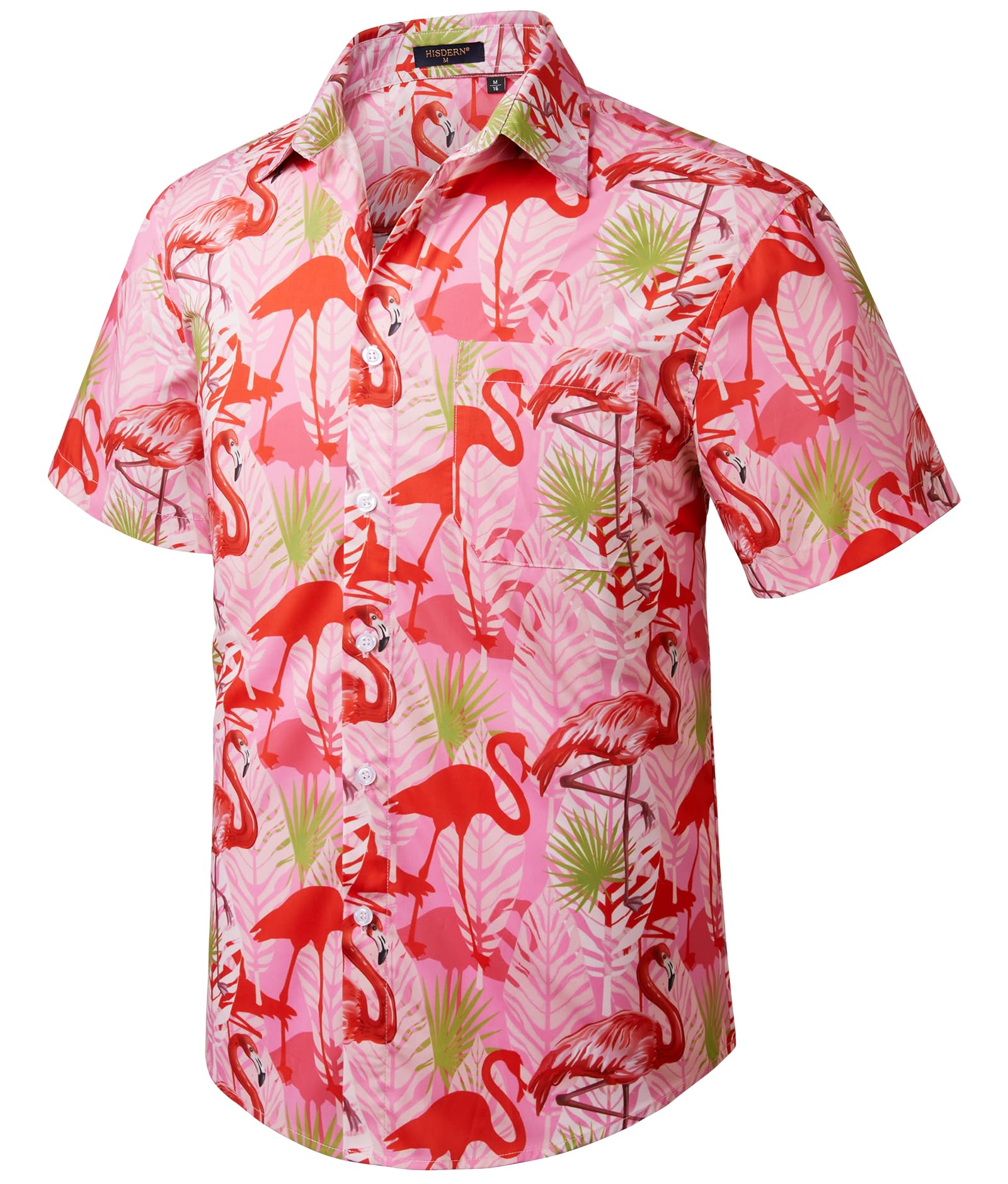 HISDERN Aloha Shirts Hawaiian Funky Short Sleeve Front Pocket Summer Holiday Pri