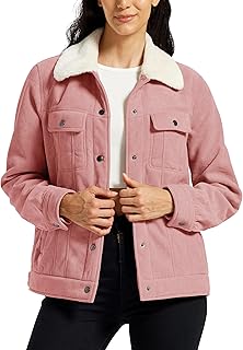 MoFiz Women Winter Fleece Jacket Fashion Button Down Casual Corduroy Jacket