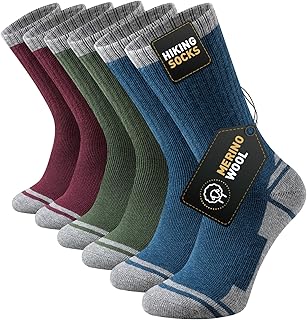 Men's Women's Merino Wool Hiking Socks, Warm Thermal Winter Socks, Outdoor Sport Merino Wool Socks, Anti Blister, Padded, Breathable, 3 Pairs