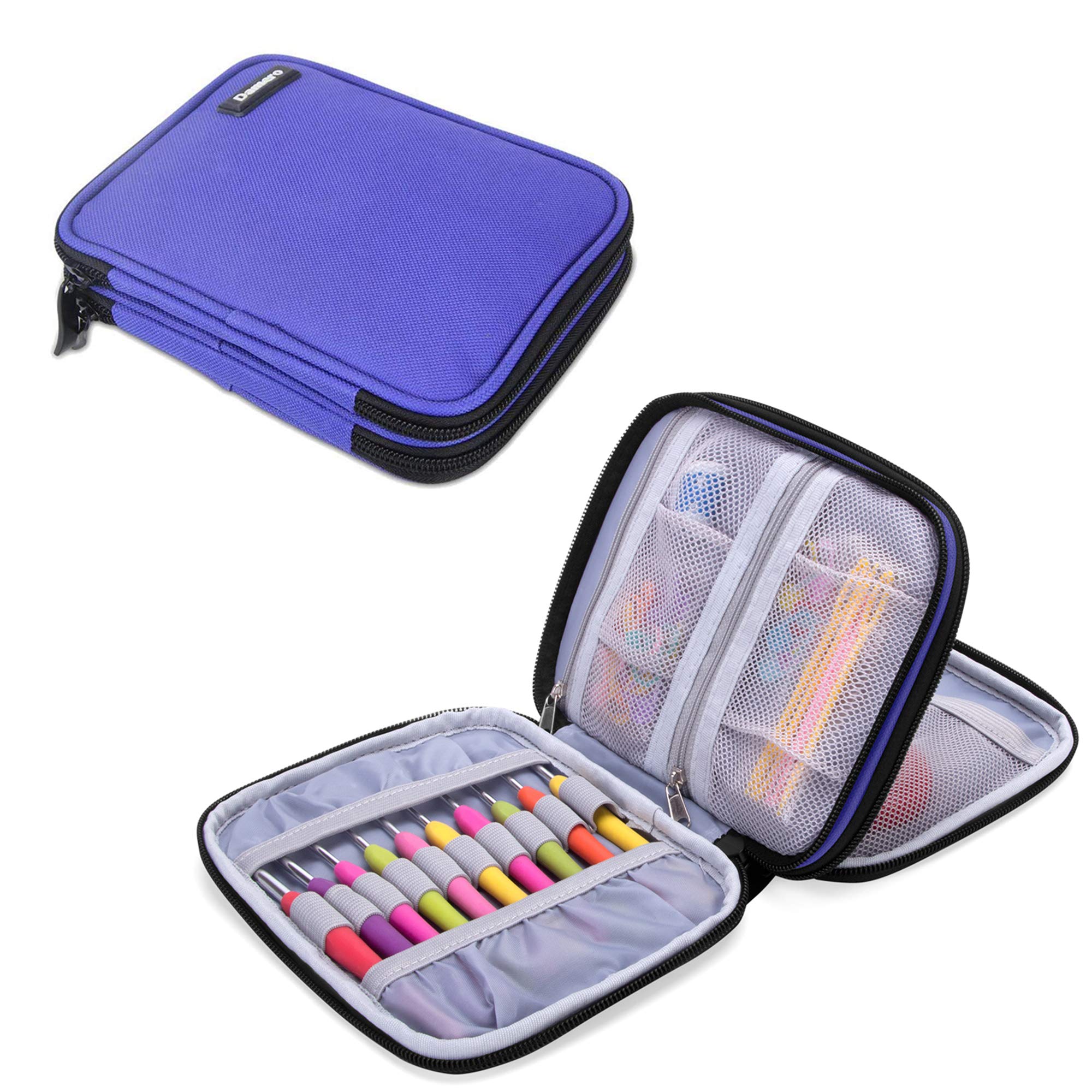 Damero Crochet Hook Case Organizer Empty, Medium, Blue Violet | Crochet Hook Hol