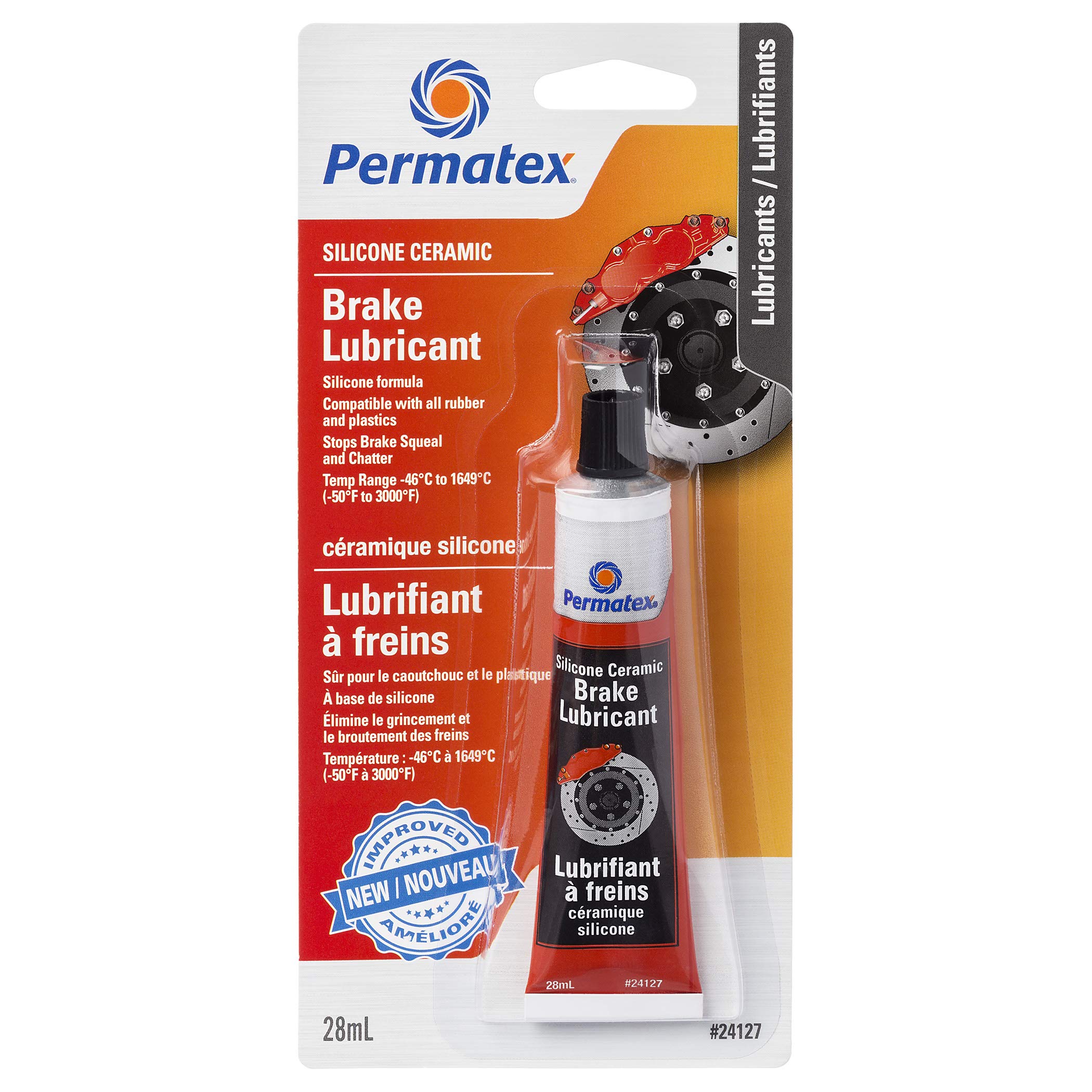 Permatex 24127 Silicone Ceramic Brake Lubricant, Orange, 28G