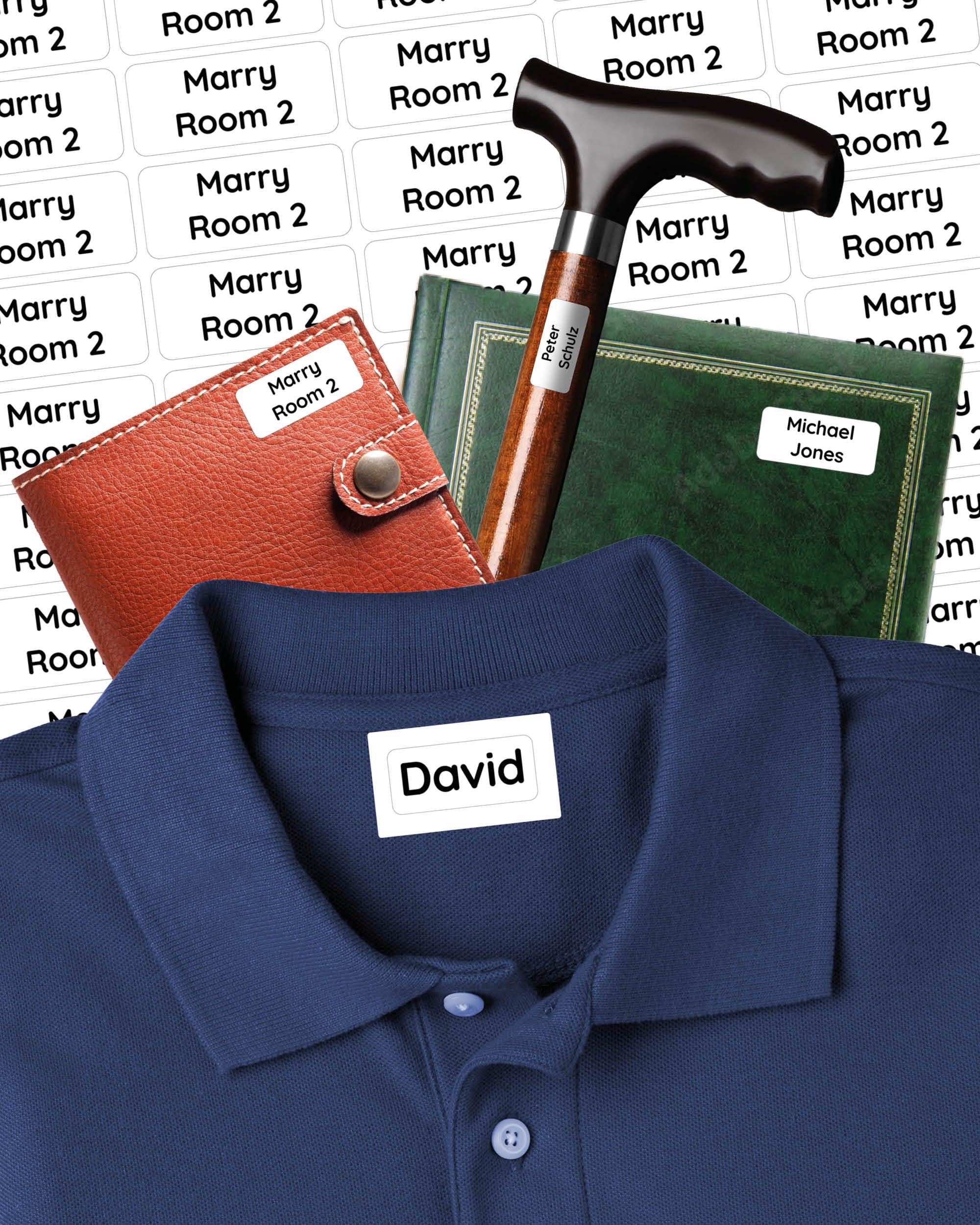 60 Care Home Name Labels for Clothes & Items, No-Iron Stickers