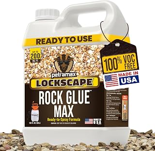 PetraMax Lockscape Ready to Use Rock Glue for Landscaping 1 Gallon USA-Made | Ready to Spray Pea Gravel Glue & Mulch Glue for Landscaping, 100% Permeable & Pet-Safe Landscape Adhesive for Stones, Pebbles