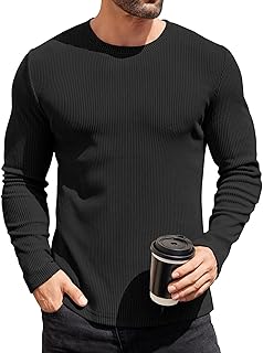 Coofandy Men's Thermal Long Sleeve Slim Fit Crew Neck Knit Sweater
