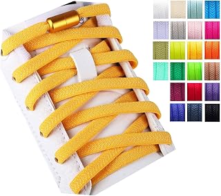 Olukssck 2 Pairs of Elastic Flat Shoelaces with Metal Closure, Elastic Tie Free Tie Shoelaces for Children and Adults, Sports Shoe Laces for All Shoes
