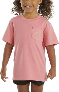Carhartt Unisex-Kids Short-Sleeve Pocket T-Shirt | Boys' & Girls' Short-Sleeve Pocket T-Shirt | 100% Cotton Jersey | Rib-Knit Crewneck | Twist-Resistant Side Seams