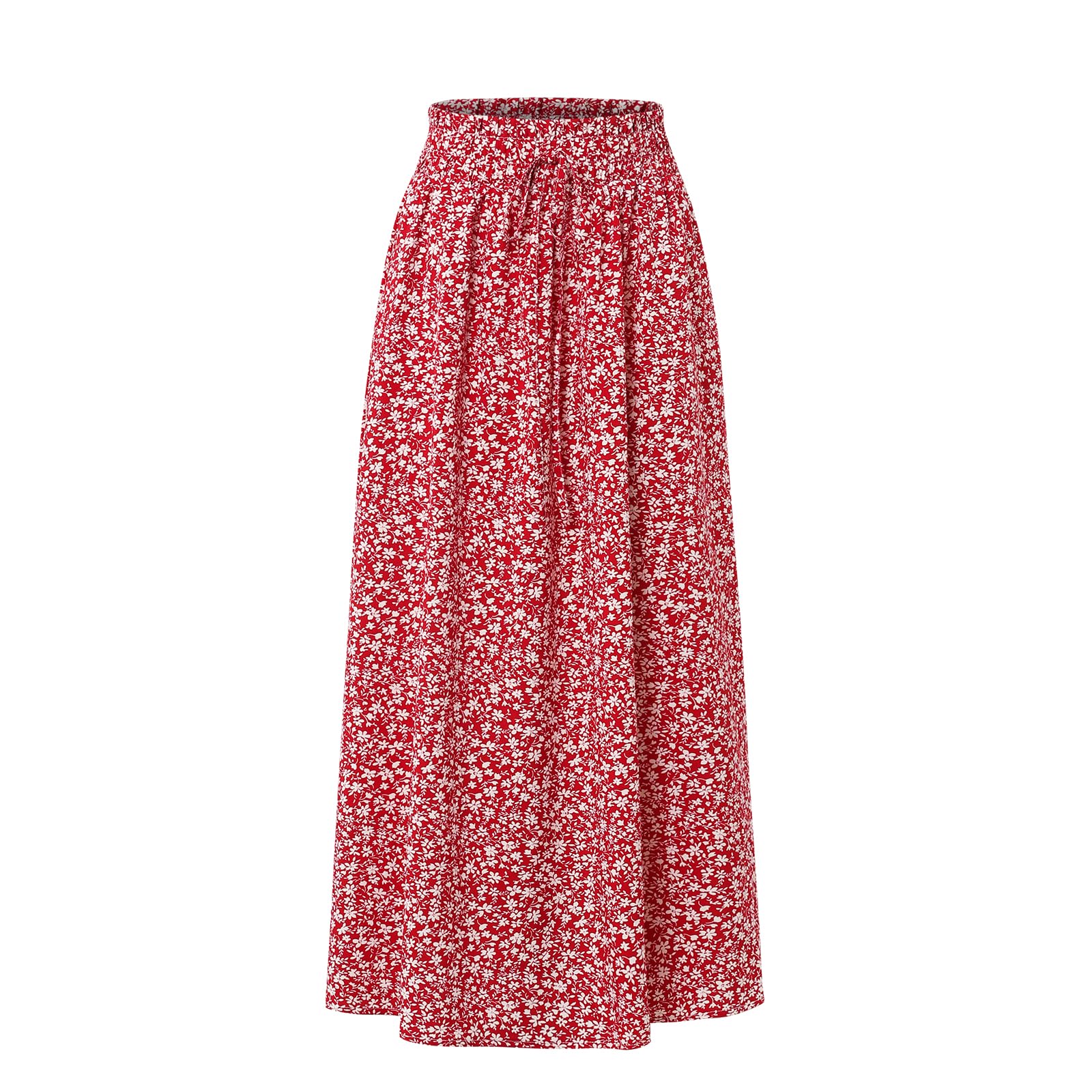 Women's Elastic Waist Skirt Floral Casual Skirt with Pockets in Spring Summer an