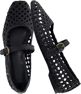 CUSHIONAIRE Weston Hand Woven Mary Jane Flats for Women, Comfortable Dressy Ballet Flats with Braided Adjustable Buckle and Memory Foam Cushioning